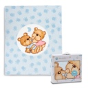 MANTA CUNA SEDALINA 110X140 PAREJITA OSOS AZUL INTERBABY