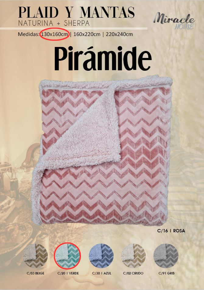 MANTA PLAID PIRÁMIDE 130X160 VERDE MIRACLE