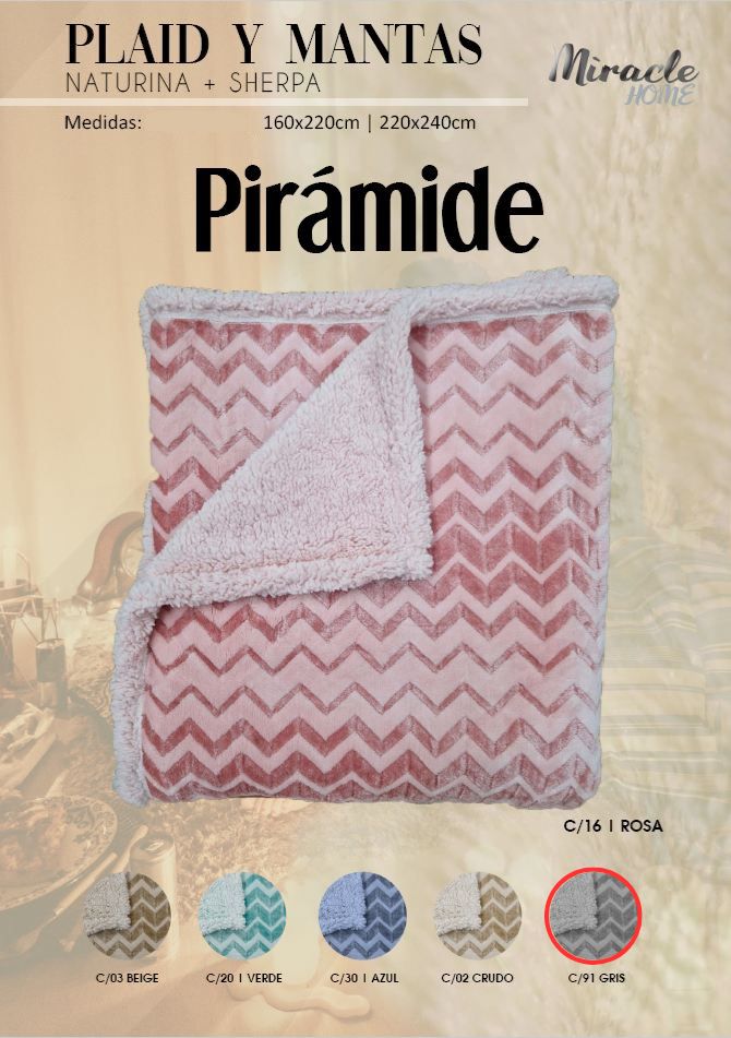 MANTA PIRÁMIDE GRIS MIRACLE