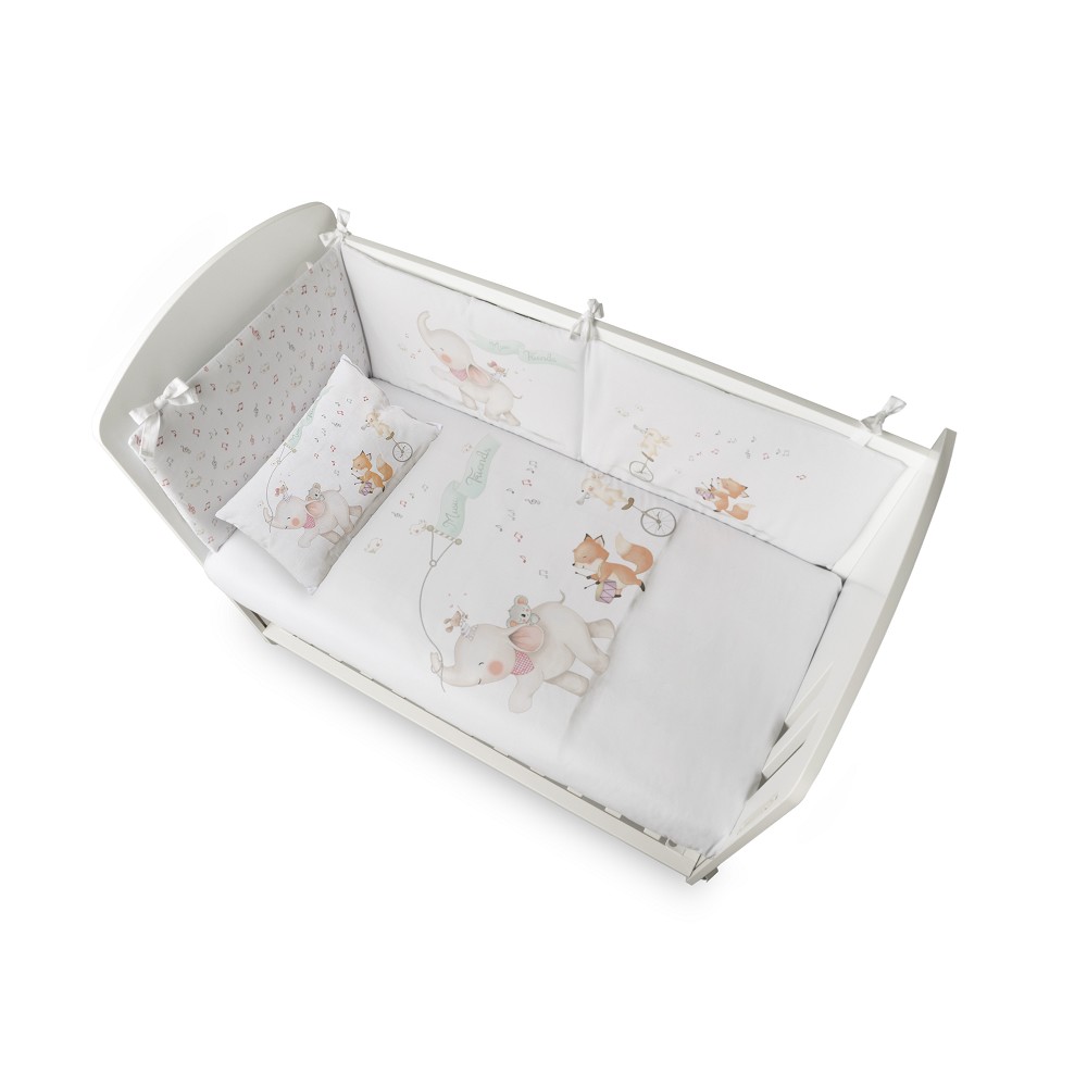FUNDA NORDICA + ALMOHADA + CHICHONERA + RELLENO MOD MUSIC AND FRIENDS ROSA INTERBABY