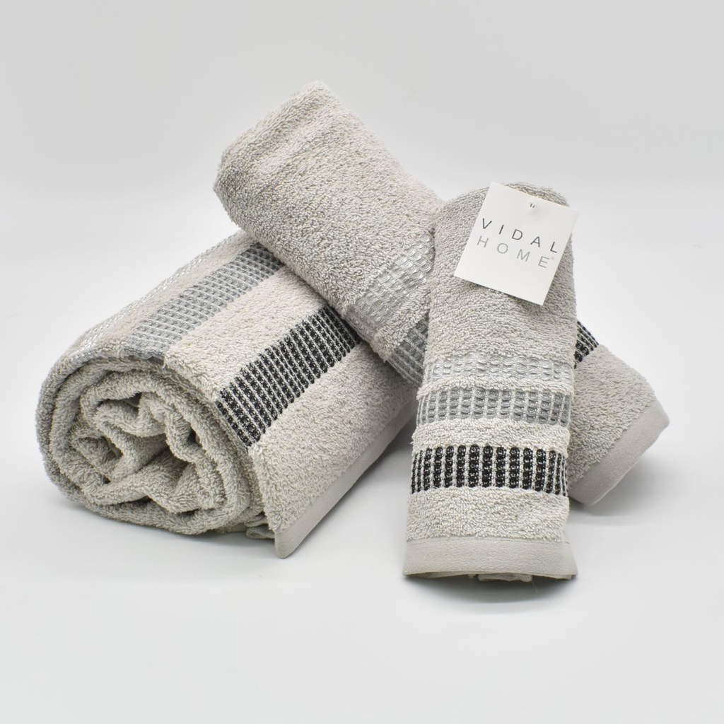 JUEGO DE TOALLAS 3PZ CHLOE GRIS VIDAL HOME