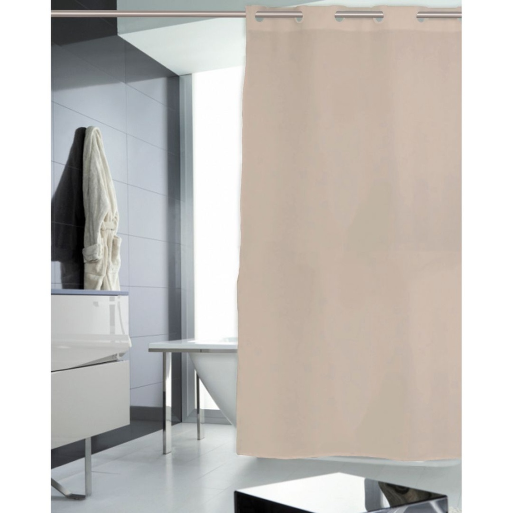 CORTINA DE BAÑO 180X200 POLYESTER LISA BEIGE STILIA