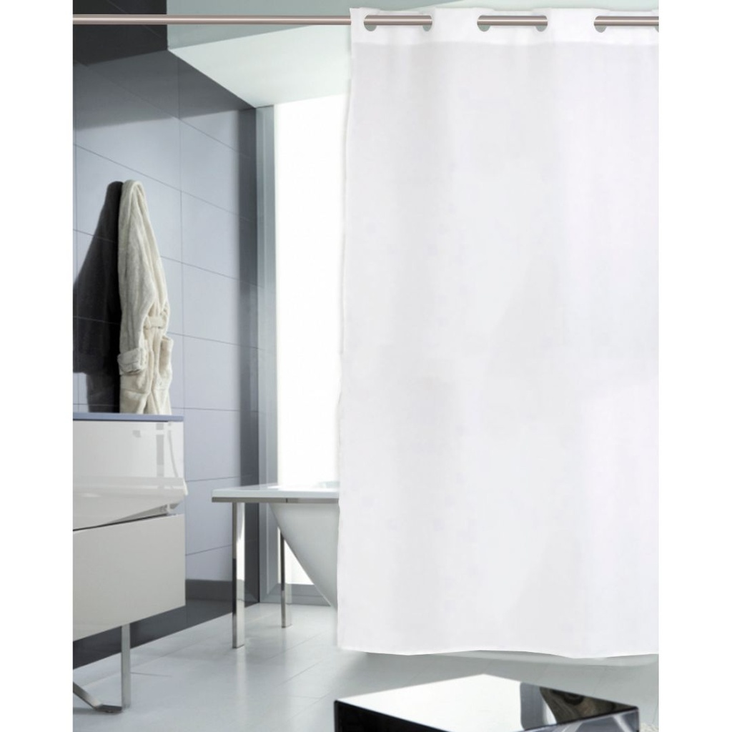 CORTINA DE BAÑO 180X200 POLYESTER LISA BLANCA STILIA