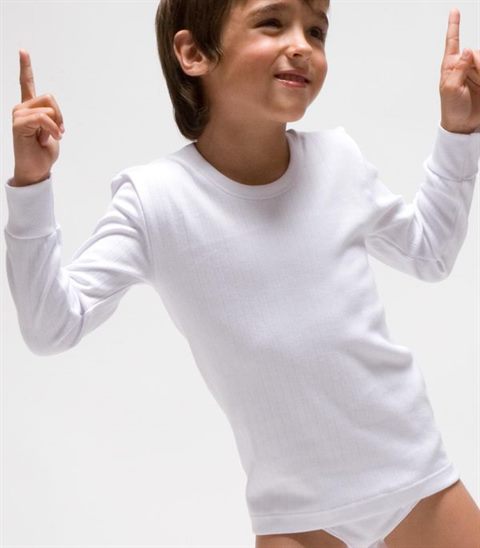 CAMISETA NIÑO M/L FELPA C/R 330 BLANCO RAPIFE