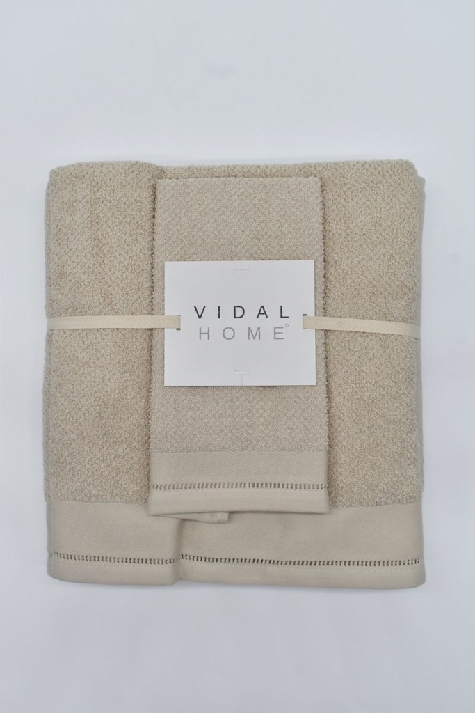 JUEGO DE TOALLAS 3PZ PONTO ABERTO BEIGE VIDAL HOME