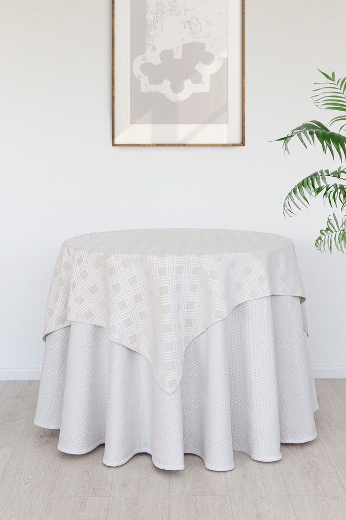 SET FALDA MESA CAMILLA JACQUARD + MANTEL 4049 UTOPIA NATURAL C/06 PIELSA