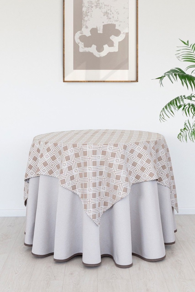 SET FALDA MESA CAMILLA JACQUARD + MANTEL 4049 UTOPIA VISÓN C/15 PIELSA