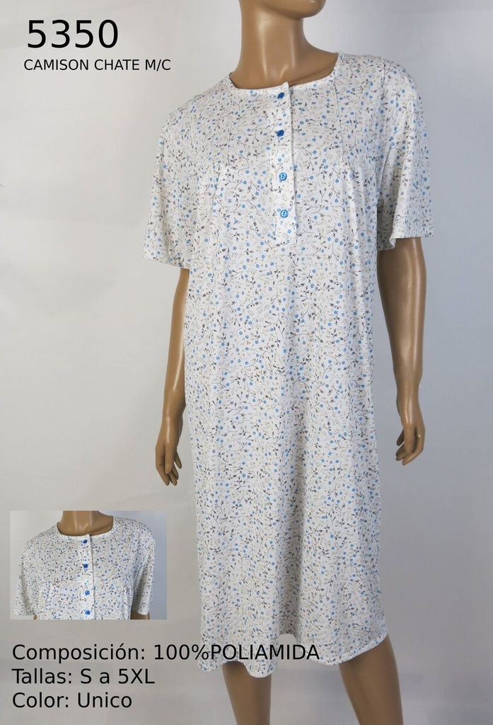 CAMISÓN CHATE FLOR CLARAS MANGA CORTA 5350 LIN