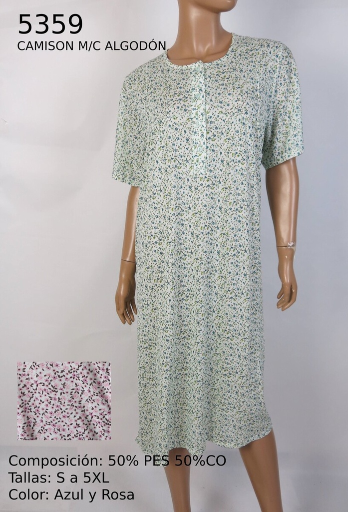CAMISÓN ALGODÓN FLORAL MANGA CORTA 5359 LIN