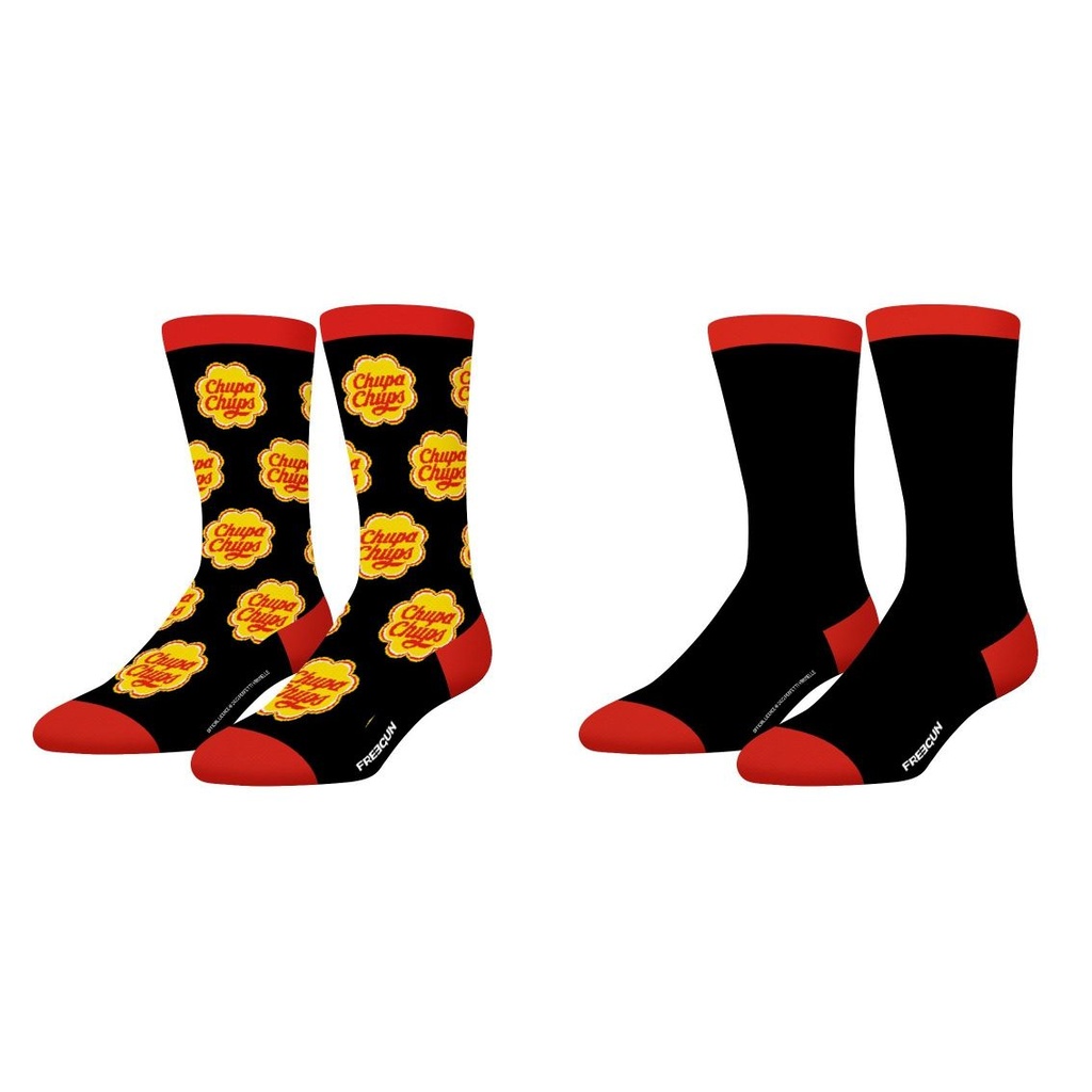 PACK 2 CALCETINES HOMBRE ALGODÓN CHUPA CHUPS 200N SKULLY+UNI BLACK FREEGUN