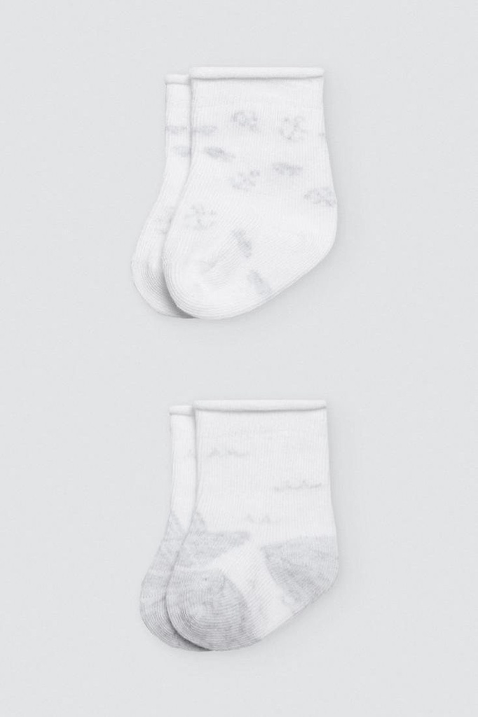 CALCETIN RECIEN NACIDO PACK 2 62822 BLANCO-GRIS YSABEL MORA