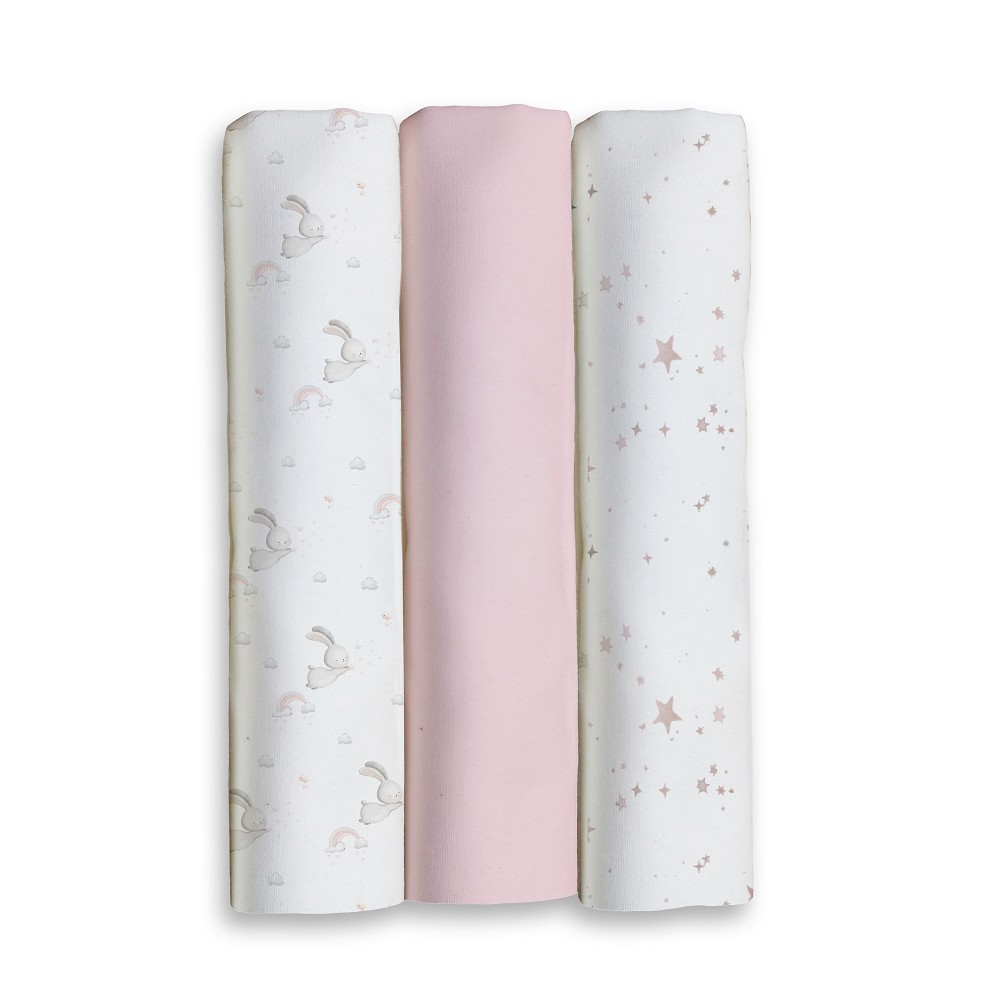 PACK 3 GASAS 80X80 CONEJITOS ESTRELLAS ROSA INTERBABY