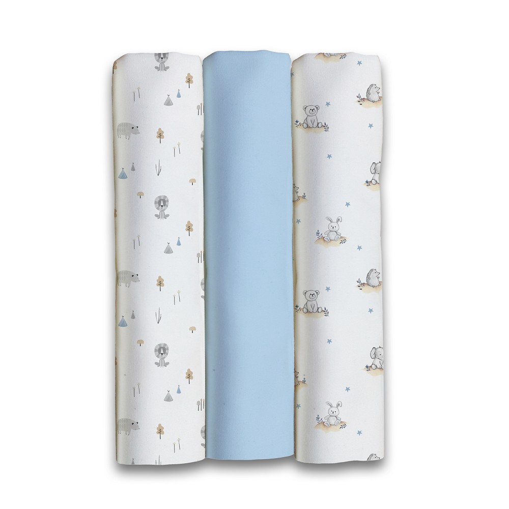 PACK 3 GASAS 80X80 FOREST JUNGLA AZUL INTERBABY