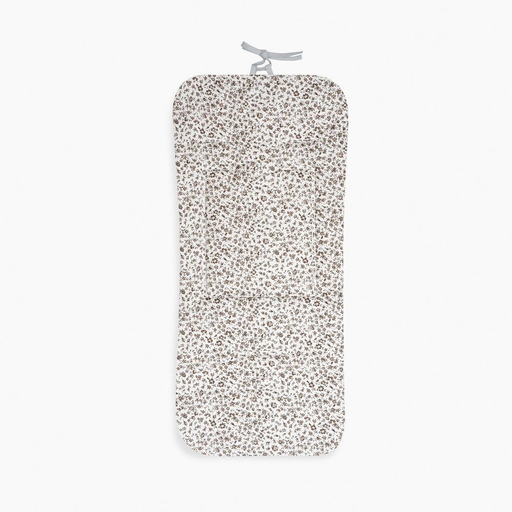 COLCHONETA REVERSIBLE VICHY+FLORES GRIS DON ALGODON
