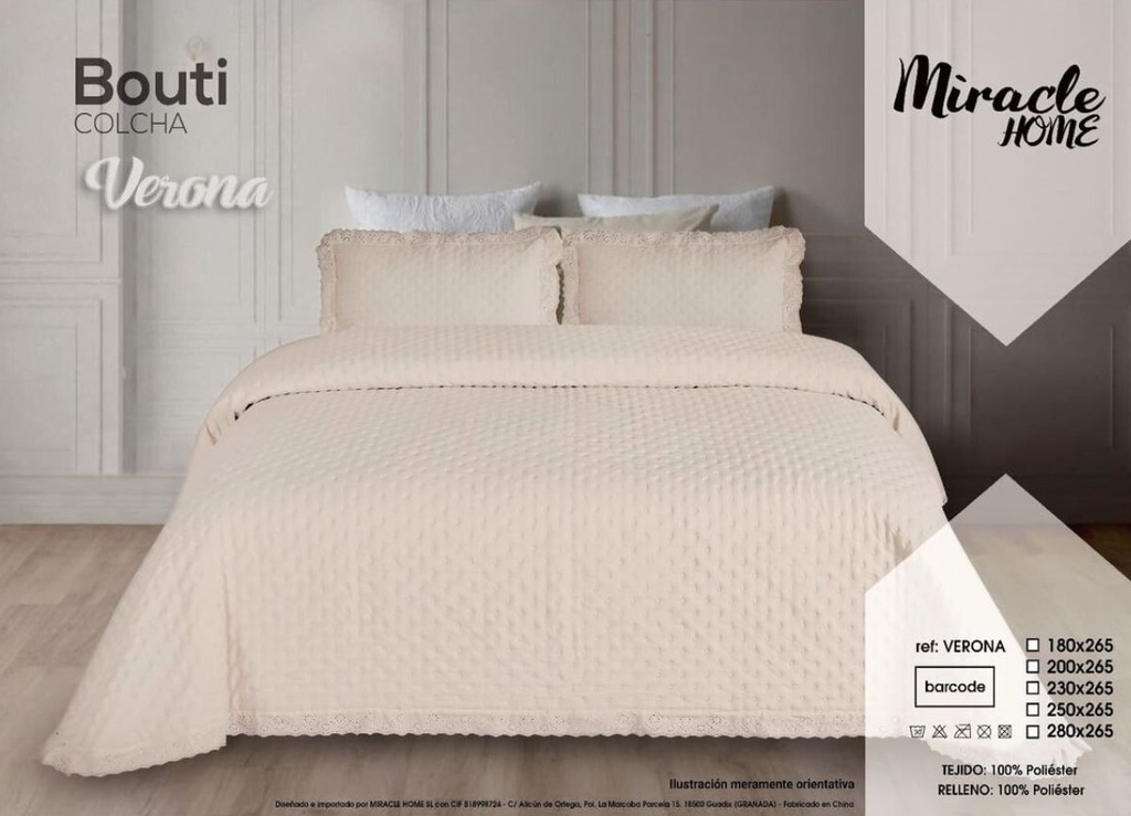 COLCHA BOUTI VERONA BEIGE MIRACLE
