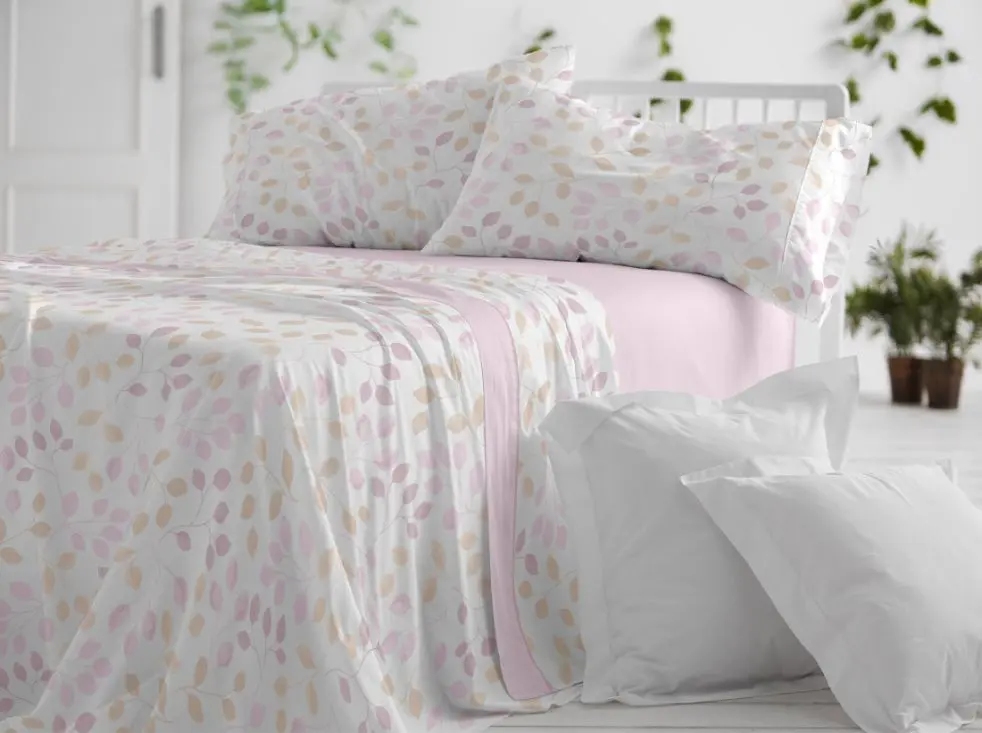 JUEGO DE SABANAS TELA DORVEL 867 ROSA BURRITO BLANCO 