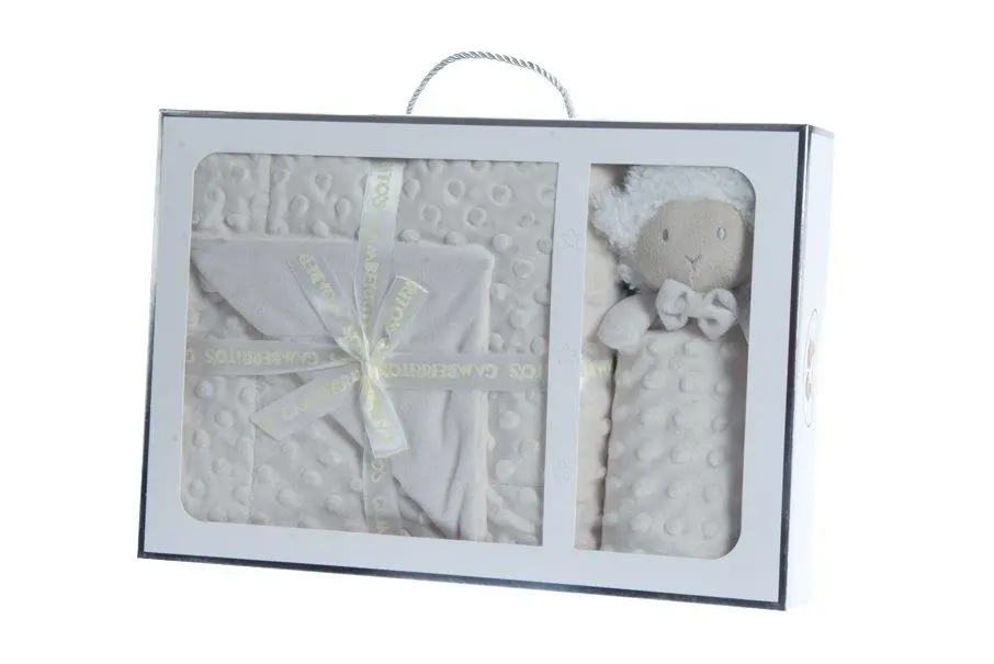 MANTA + DOU DOU 10887 BLANCO/BEIGE 80X110 GAMBERRITOS 