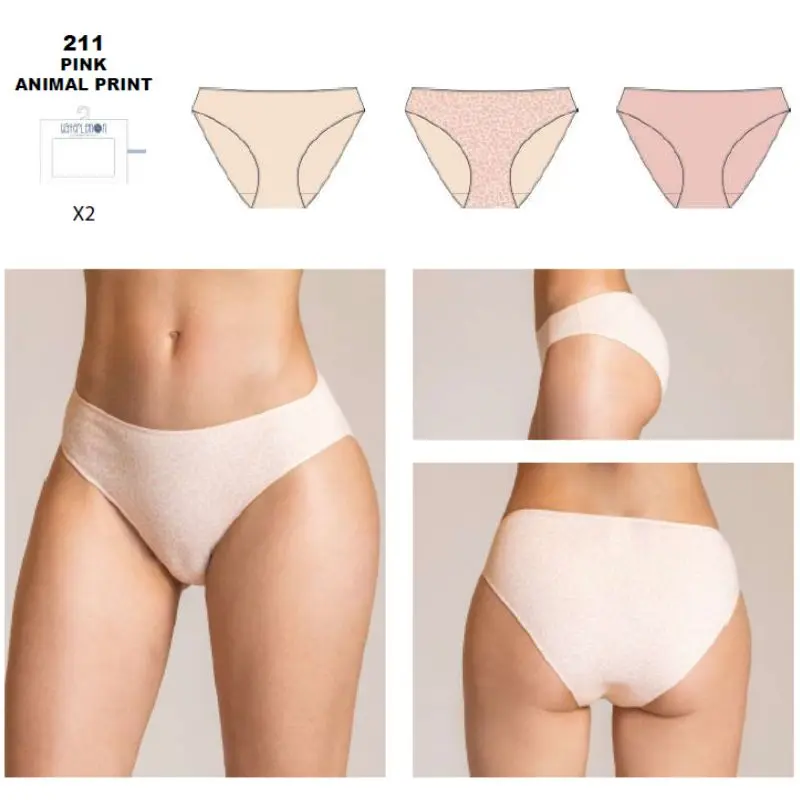 PACK 3 BRAGUITAS MINI MUJER REF 211 PINK ANIMAL PRINT WATERLEMON