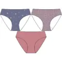 PACK 3 BRAGUITAS MIDI MUJER 221 PINK FLOWER & DOTS WATERLEMON