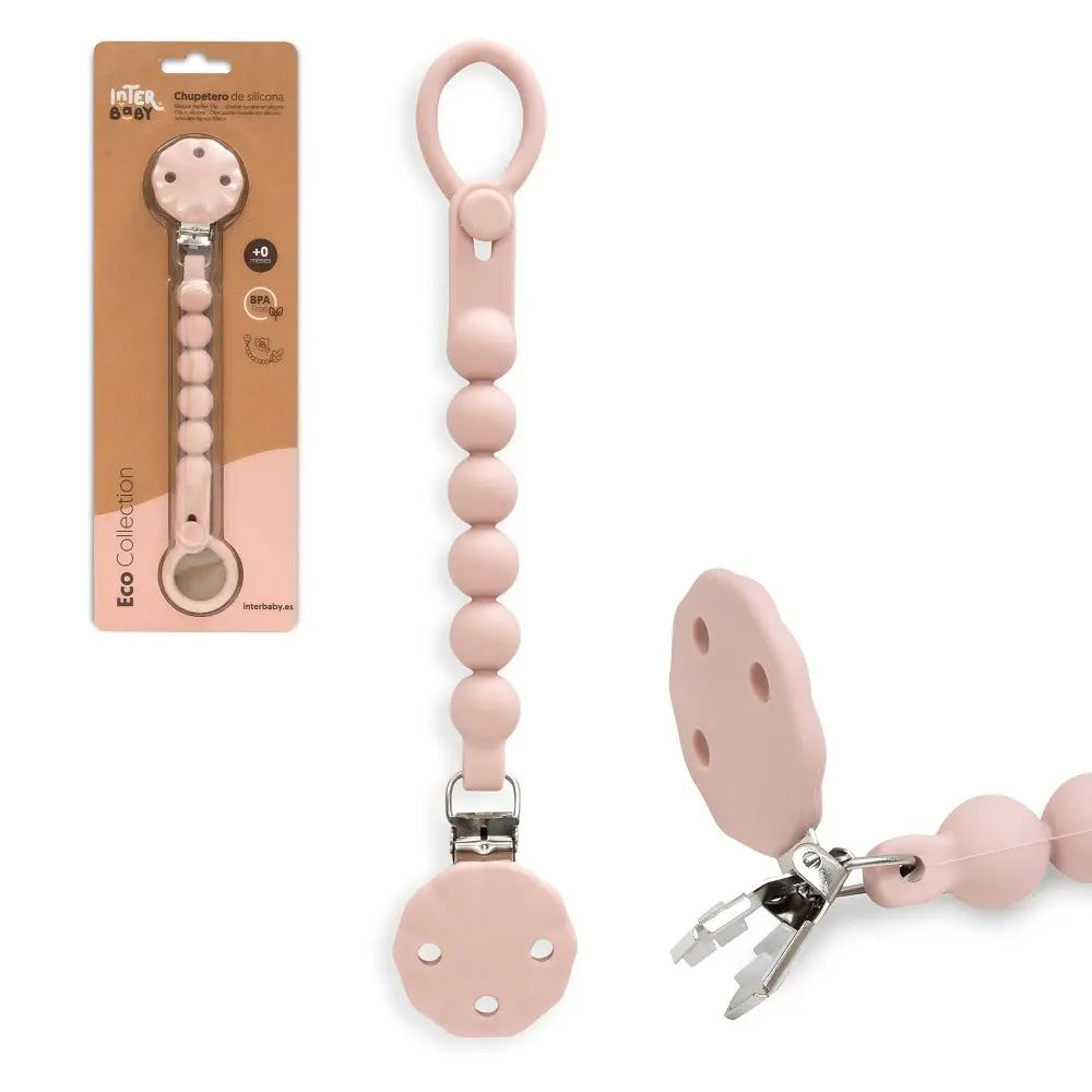 CHUPETERO SILICONA CADENA SI018 ROSA MAQUILLAJE INTERBABY 