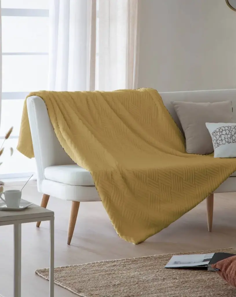 MANTA PLAID DARIEL 150X200CM MOSTAZA ANTILO