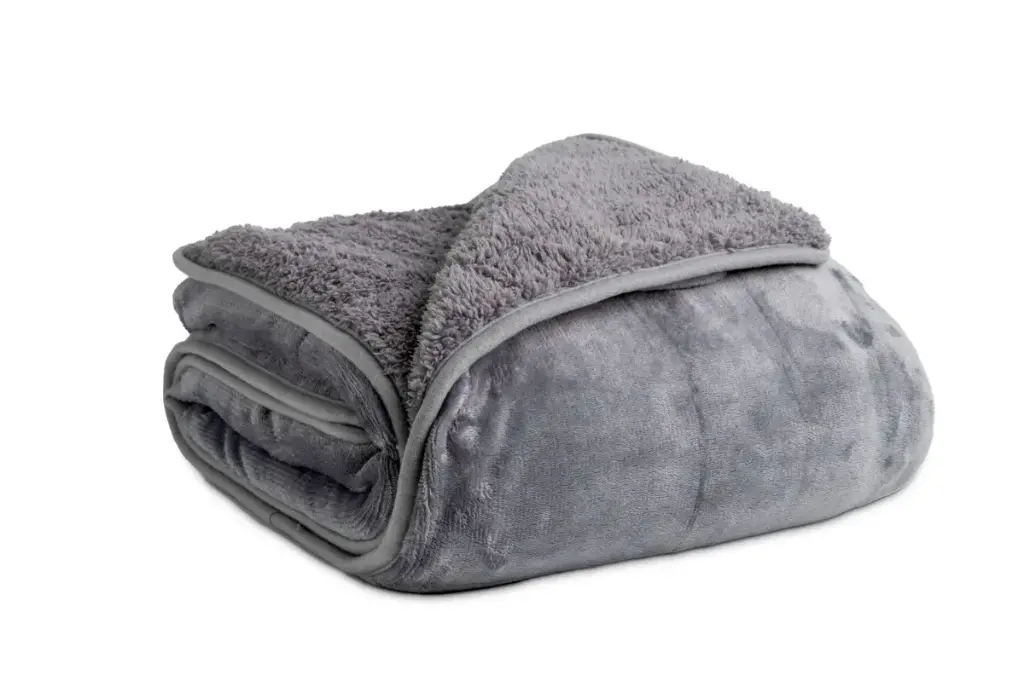 MANTA SHERPA LISA GRIS KARAMELO 