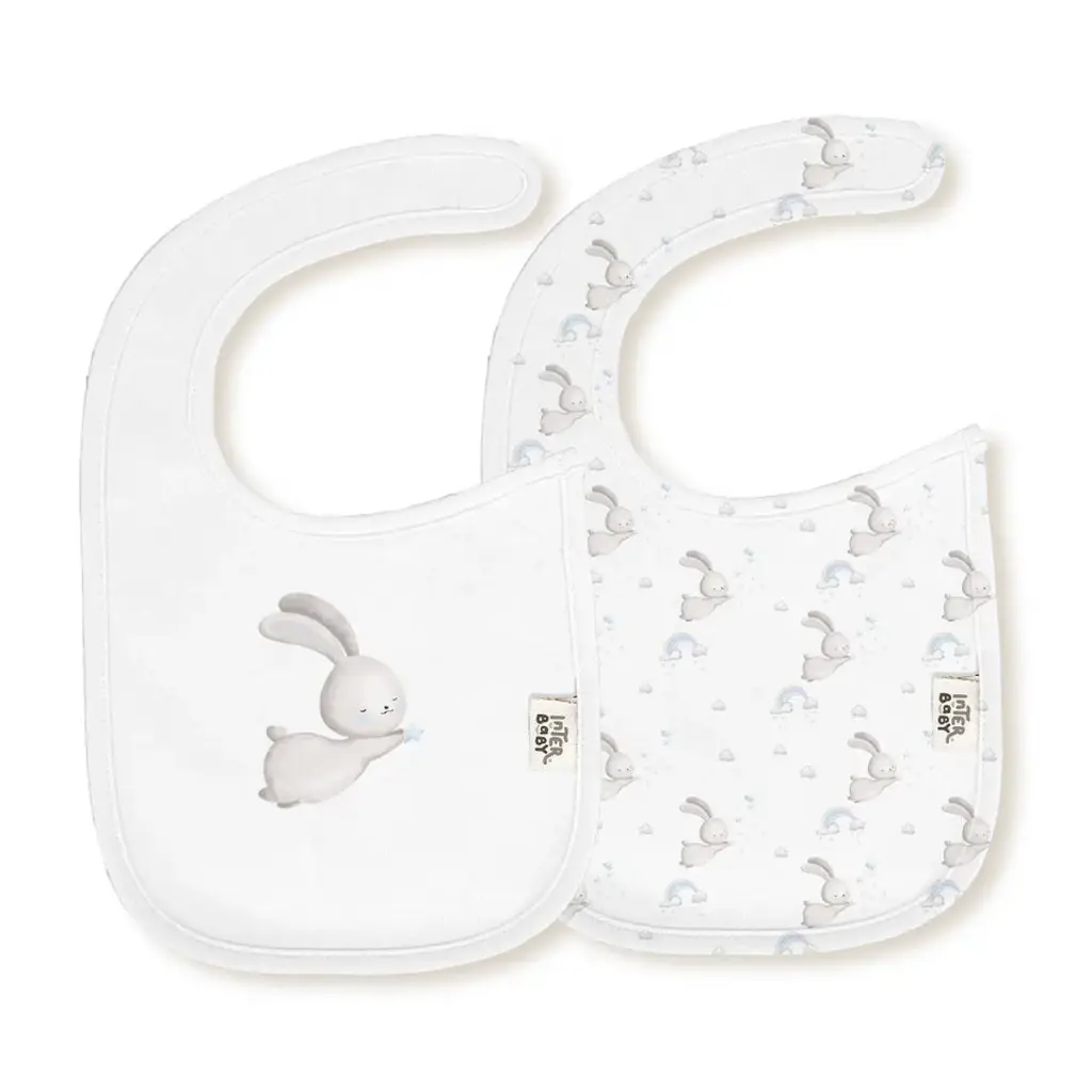 PACK 2 BABEROS 344 20X30 CONEJITO ESTRELLA BCO/AZUL INTERBABY
