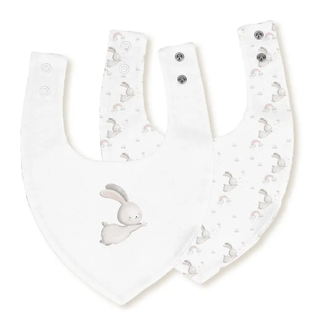 PACK 2 BABEROS BANDANA 343 20X30 CONEJITO ESTRELLA BCO/ROSA INTERBABY