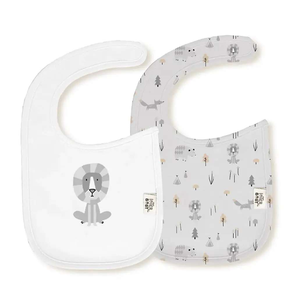 PACK 2 BABEROS 340 20X30 FOX BCO/GRIS INTERBABY
