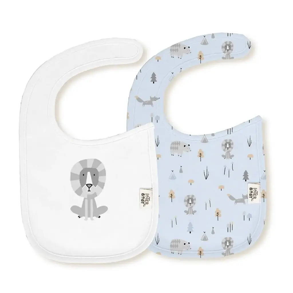 PACK 2 BABEROS 340 20X30 FOX BCO/AZUL INTERBABY