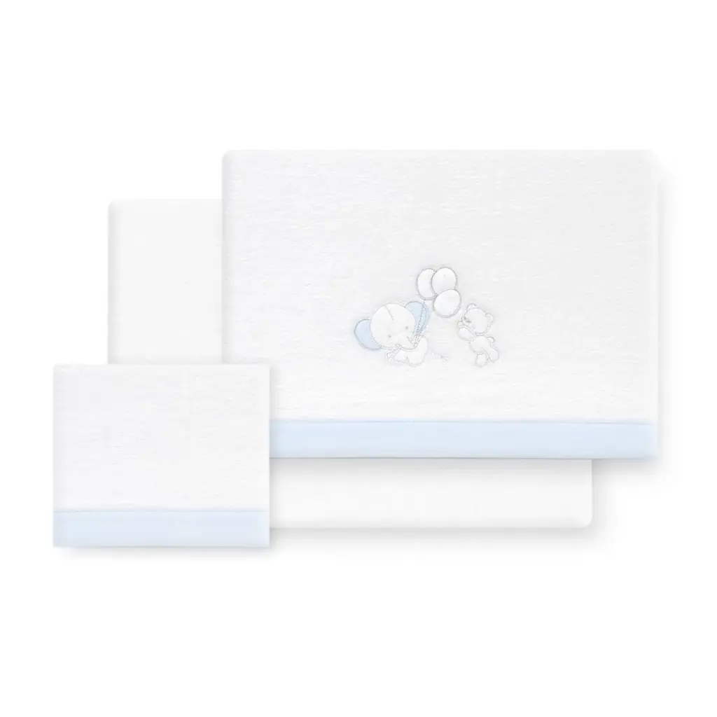 TRIPTICO CORALINA MINICUNA OSO ELEFANTE GLOBOS BCO/AZUL INTERBABY