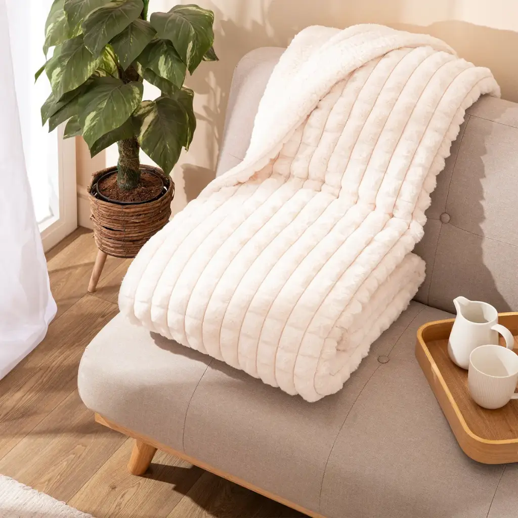 PLAID AMBER CREMA 130X160 KARAMELO