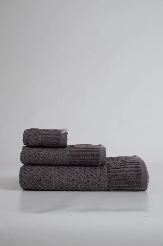 JUEGO DE TOALLAS JACQUARD DAPHNE GRIS DON ALGODÓN