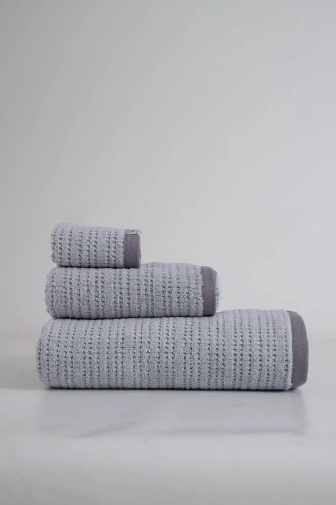 JUEGO DE TOALLAS JACQUARD ELIANE GRIS DON ALGODÓN