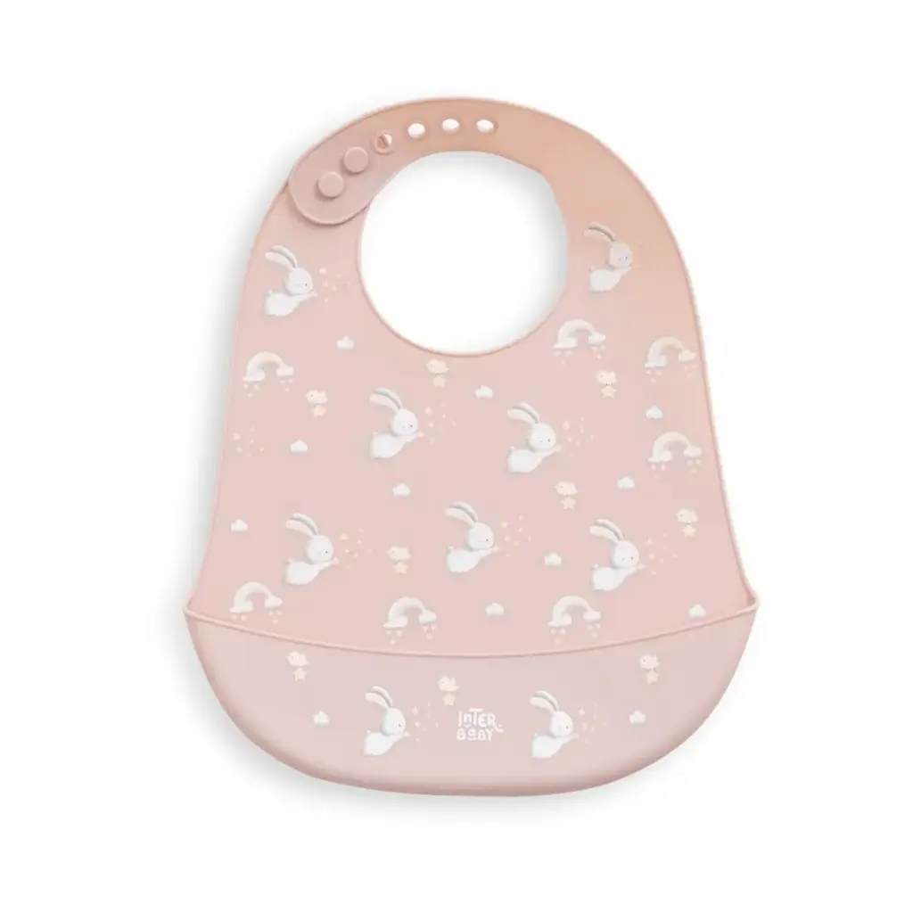 BABERO SILICONA ESTAMPADO CONEJITOS MAQUILLAJE INTERBABY