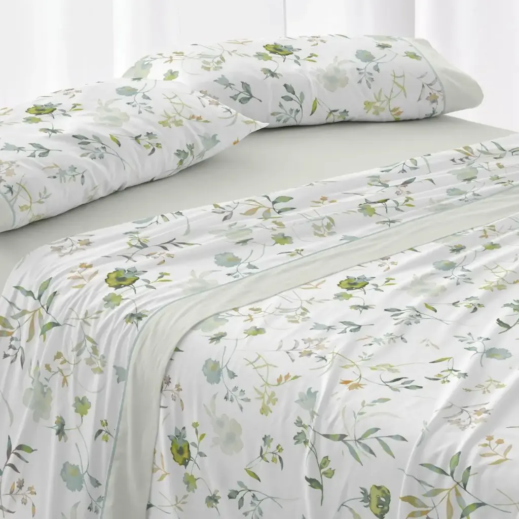 JUEGO DE SABANAS TELA 144 MENTA BURRITO BLANCO 