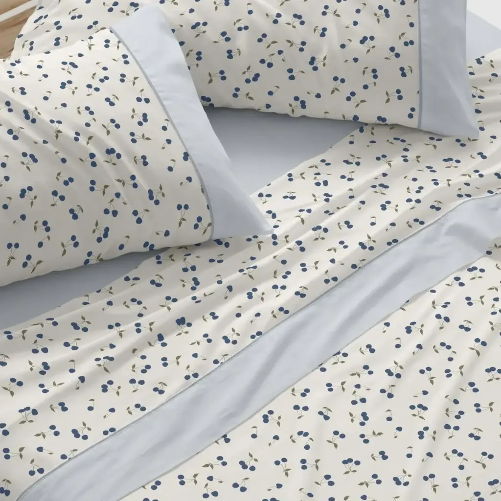 JUEGO DE SABANAS TELA 546 AZUL BURRITO BLANCO