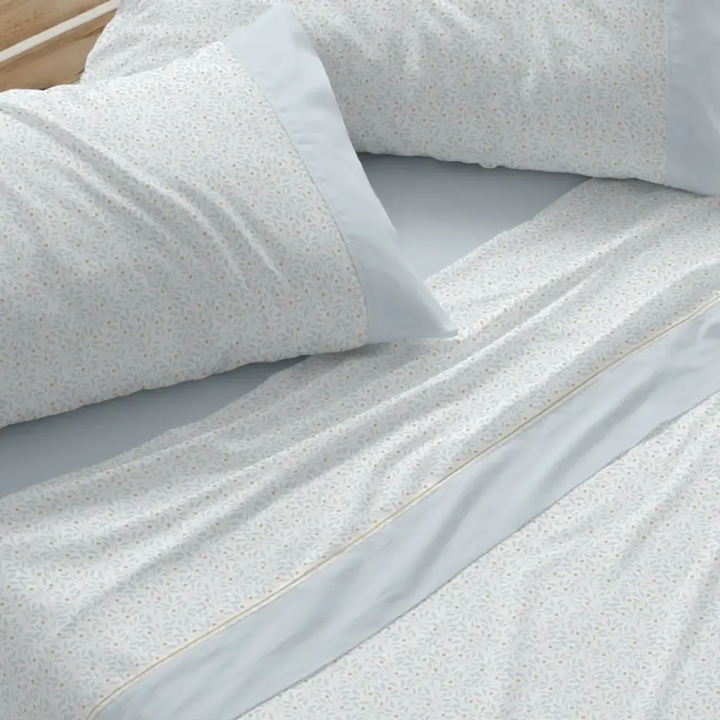 JUEGO DE SABANAS TELA 549 AZUL BURRITO BLANCO