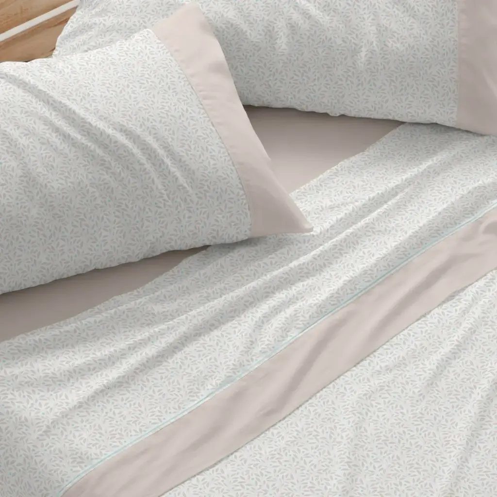 JUEGO DE SABANAS TELA 549 BEIGE BURRITO BLANCO