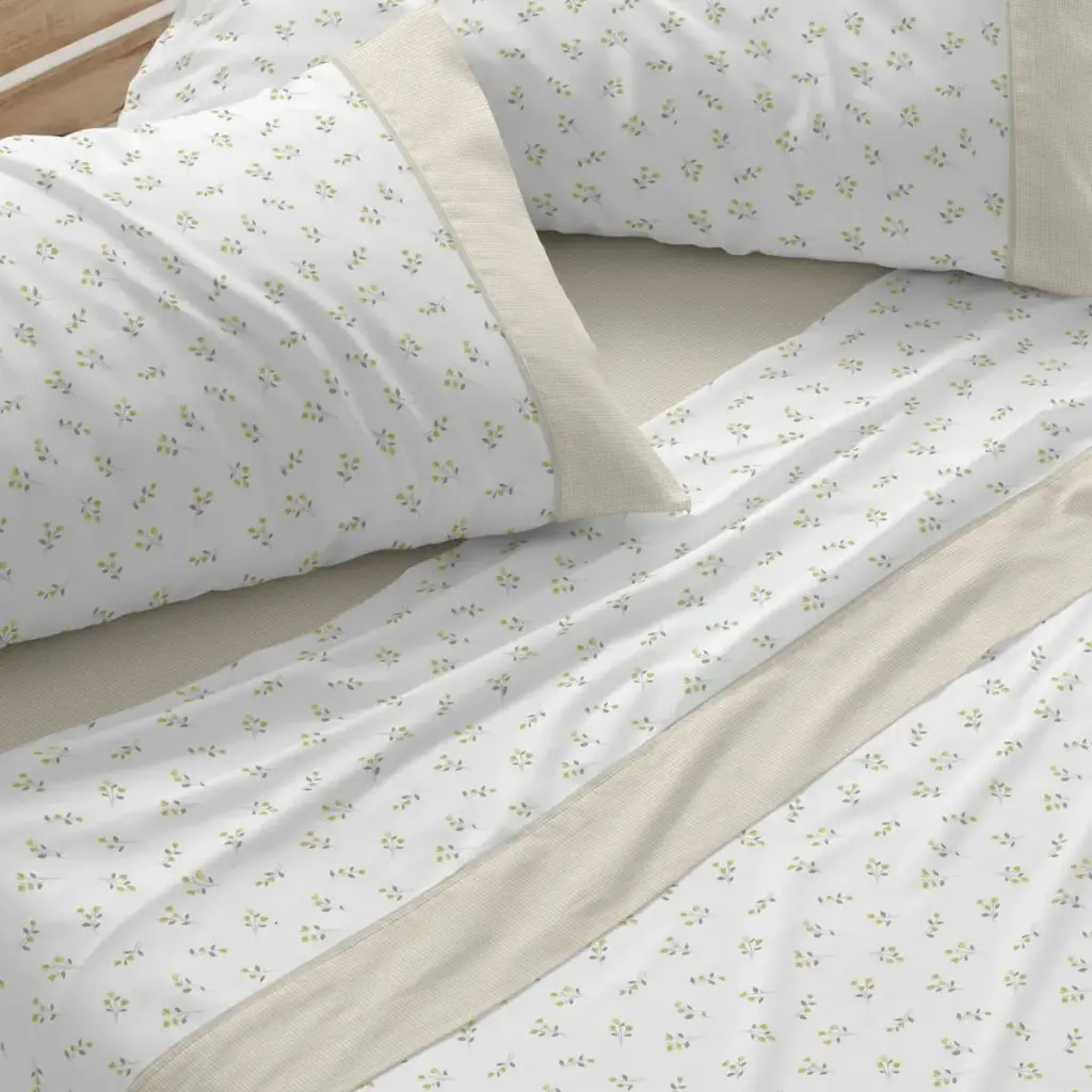 JUEGO DE SABANAS TELA 545 PISTACHO BURRITO BLANCO
