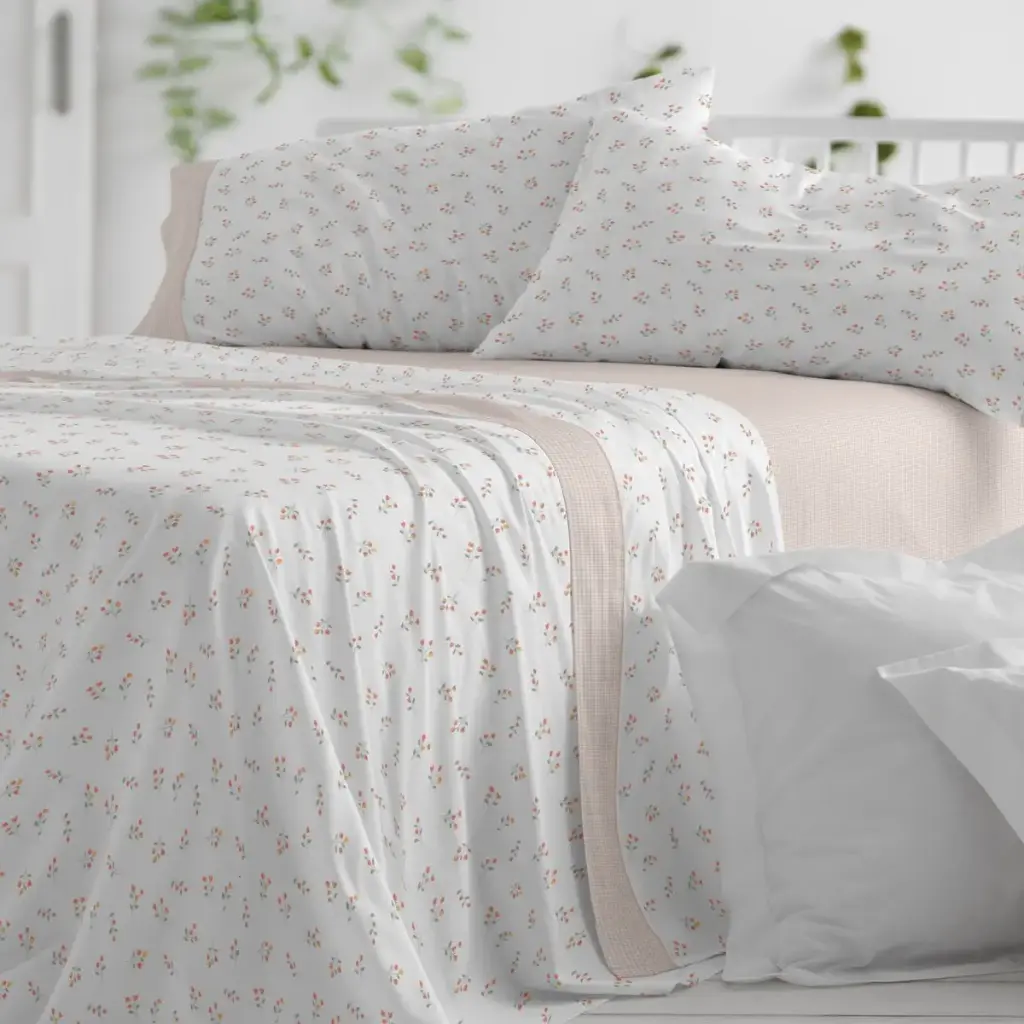 JUEGO DE SABANAS TELA 545 CORAL BURRITO BLANCO