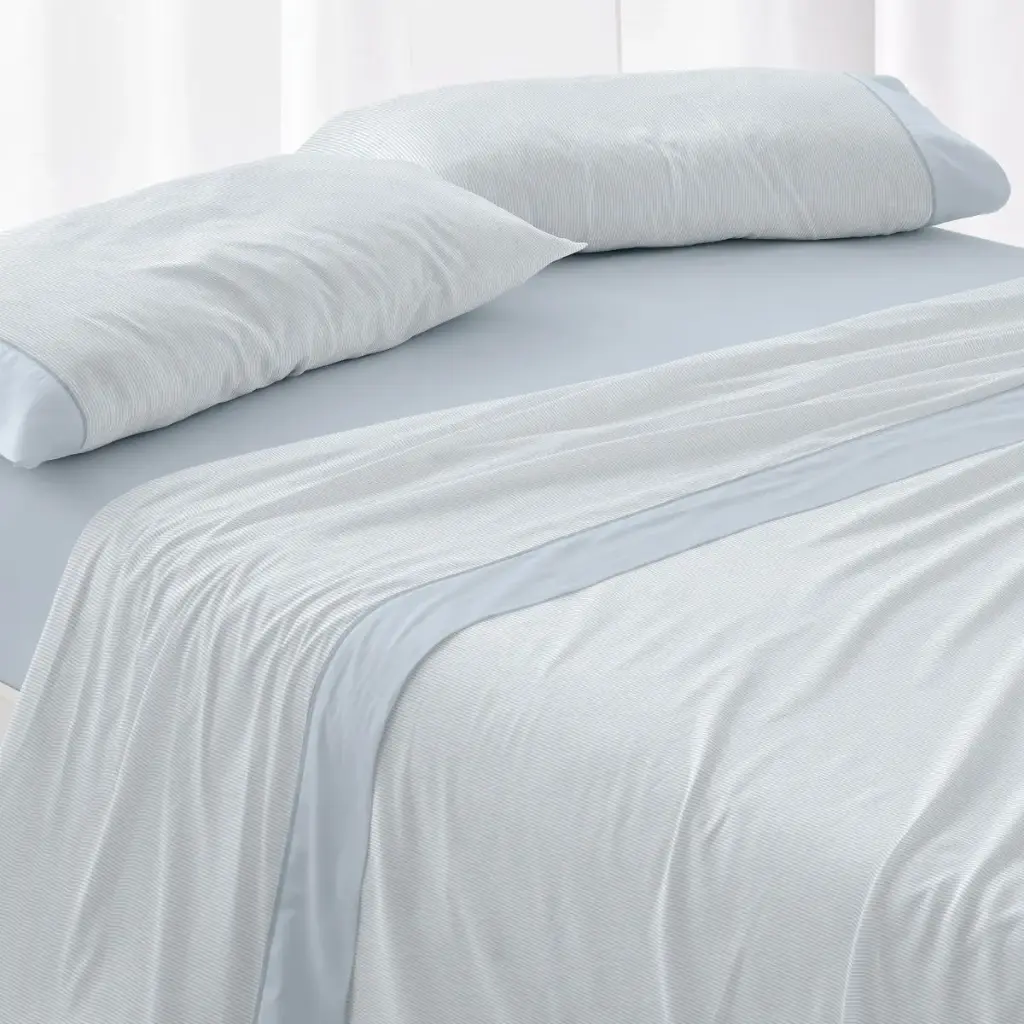 JUEGO DE SABANAS TELA 297 AZUL BURRITO BLANCO
