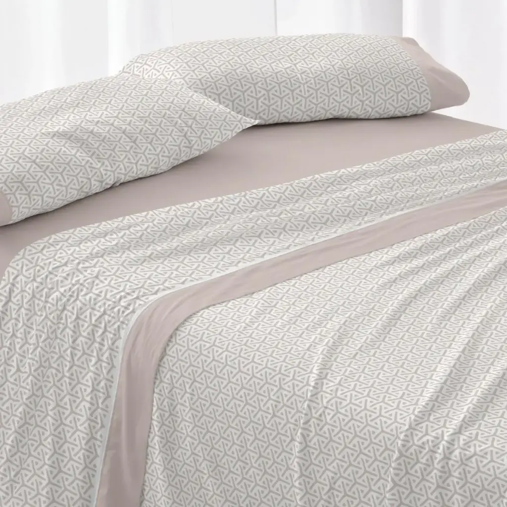 JUEGO DE SABANAS TELA 100% ALGODON 638 BEIGE BURRITO BLANCO