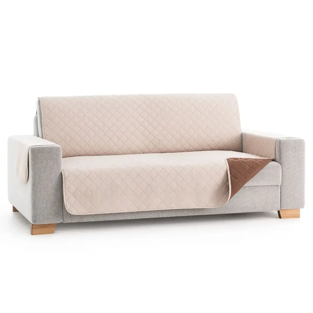 FUNDA CUBRE SOFÁ ACOLCHADO REVERSIBLE COUCH COVER BEIGE BELMARTI