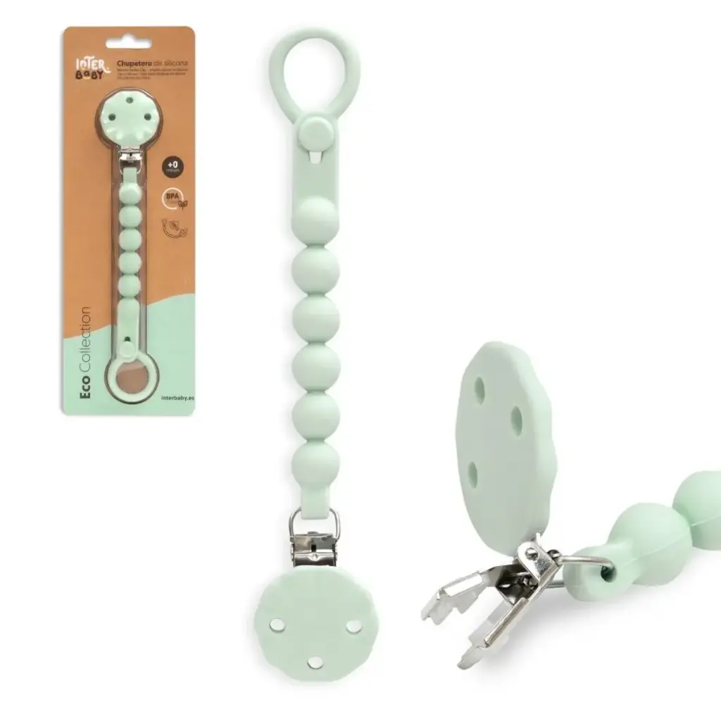 CHUPETERO SILICONA CADENA SI018 VERDE GRISACEO INTERBABY 