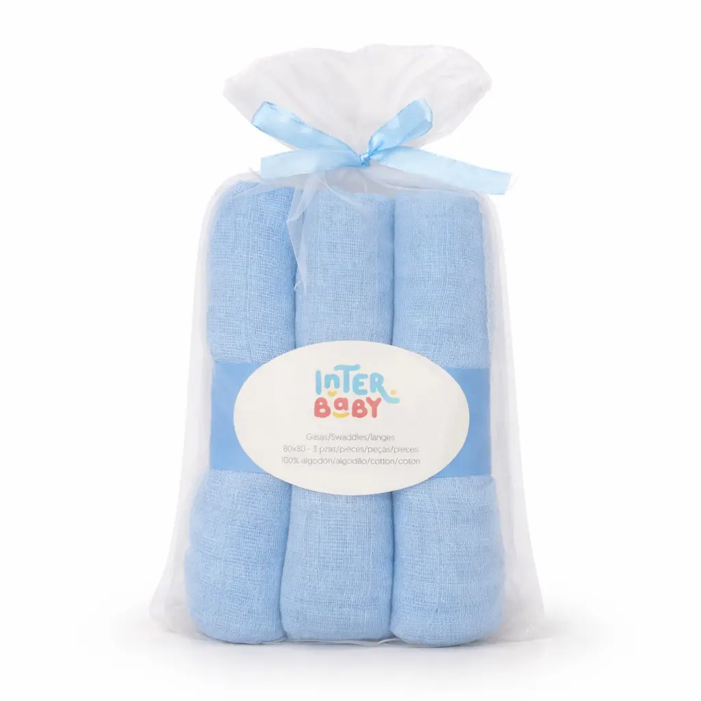 PACK 3 GASAS 80X80 LISAS AZUL INTERBABY 
