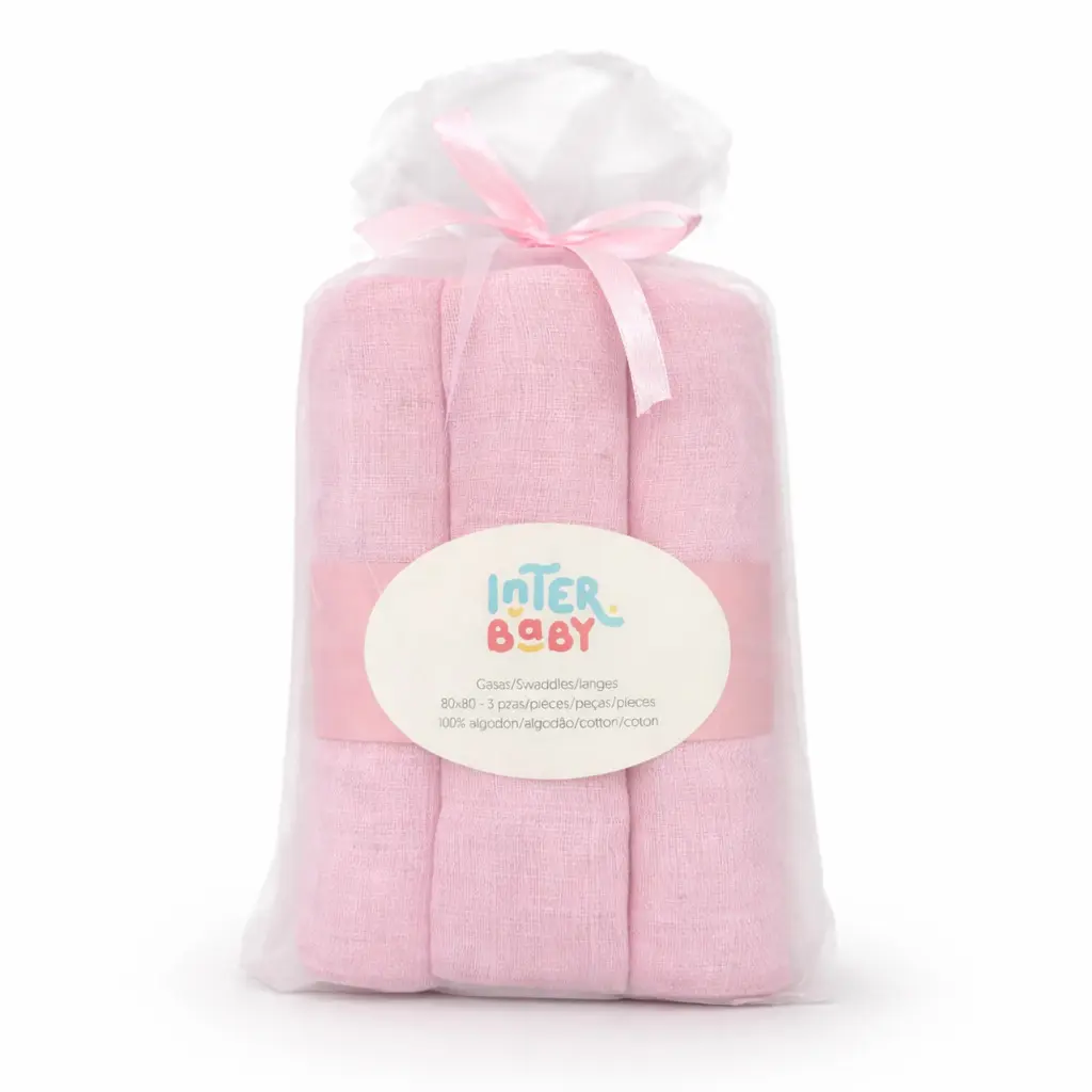 PACK 3 GASAS 80X80 LISAS ROSA INTERBABY 