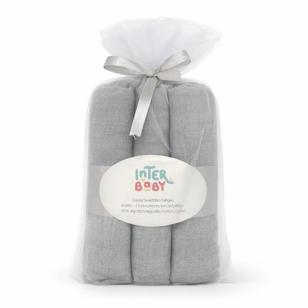 PACK 3 GASAS 80X80 LISAS GRIS INTERBABY 