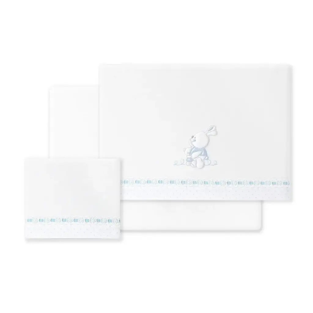 TRIPTICO TELA CONEJITOS ABRAZOS PASACINTA BCO/AZUL INTERBABY