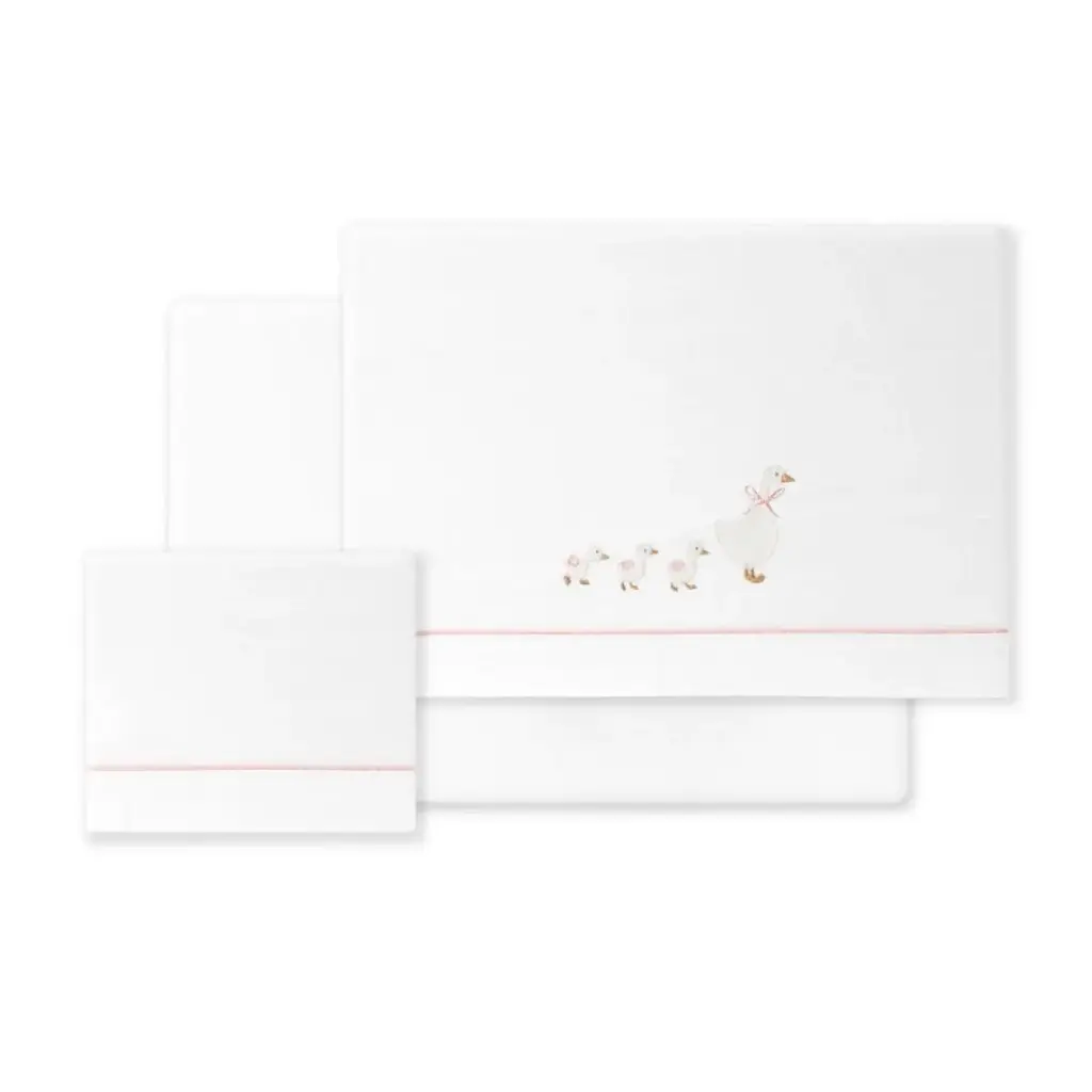 TRIPTICO TELA PATITOS FAMILIA BCO/ROSA INTERBABY